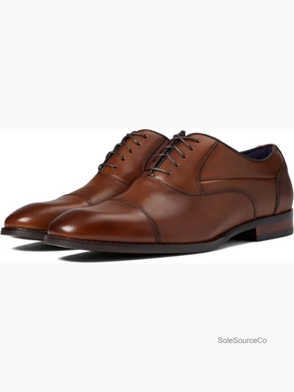 Cap Toe Oxford Lace Up Dress Shoes Burnished Leather Men's Size
